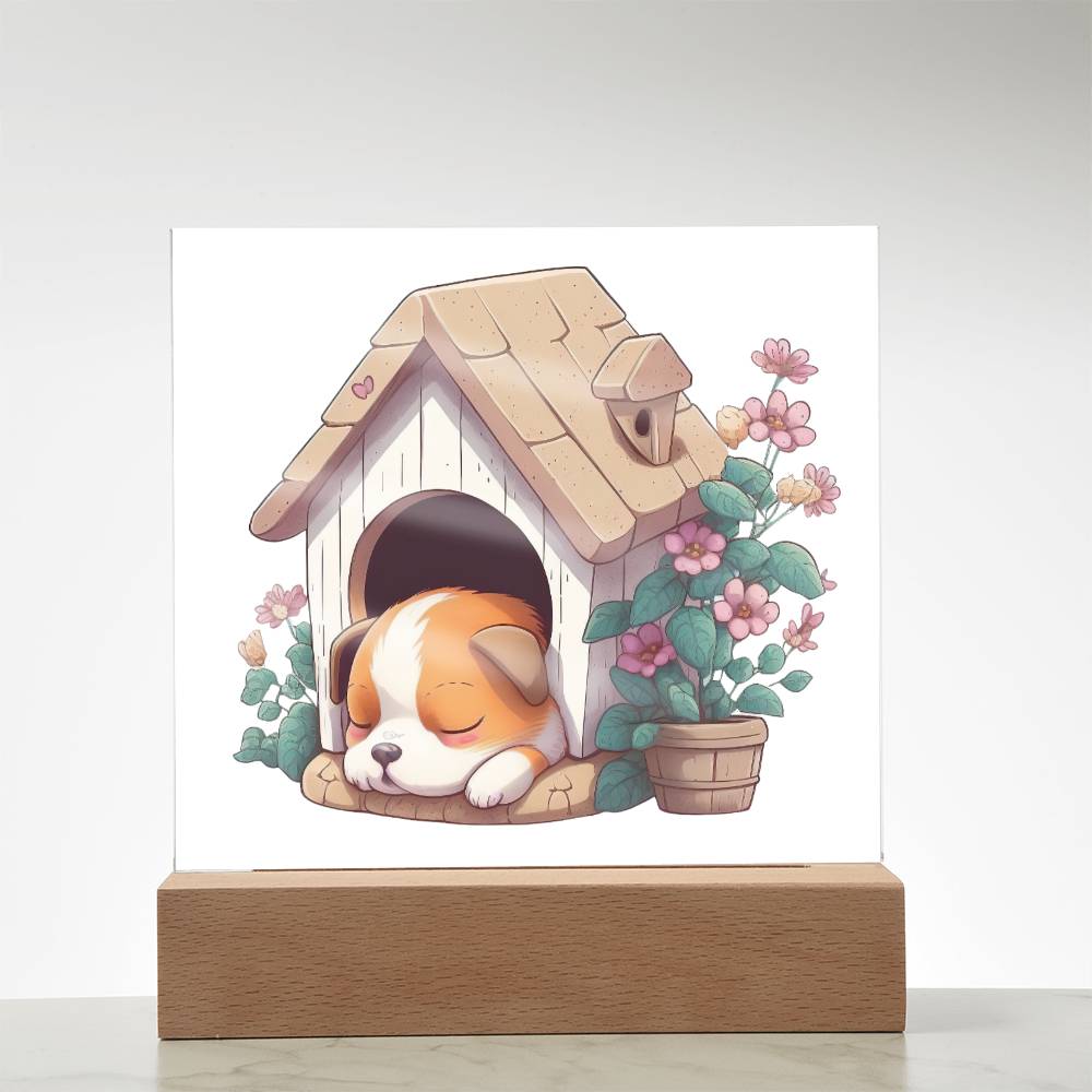 Dog Sleeping (Watercolor) 09 - Square Acrylic Plaque