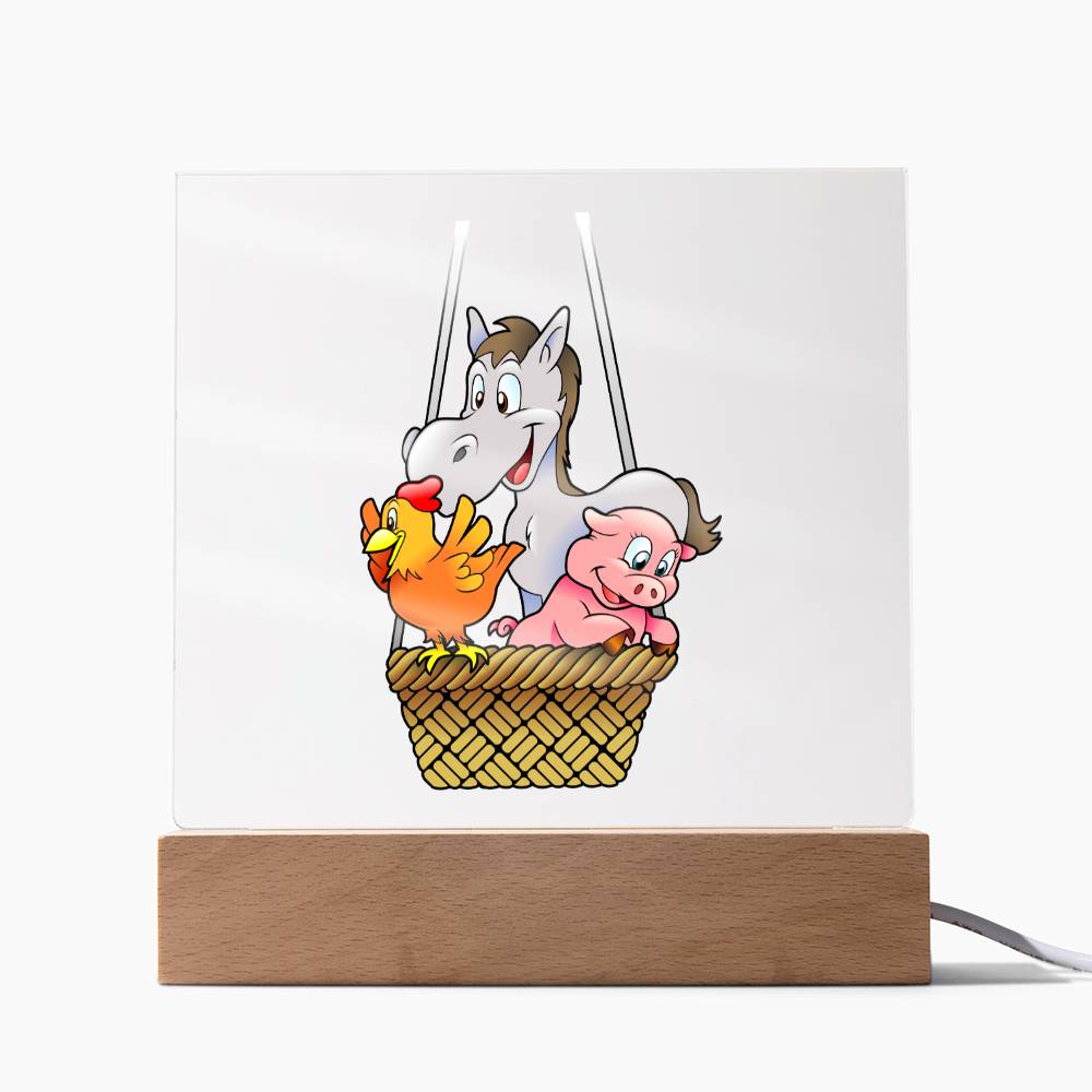 Farm's Animals - LED Night Light Square Acrylic Plaque