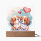 Cute Dogs In Love (Watercolor) 07 - Square Acrylic Plaque