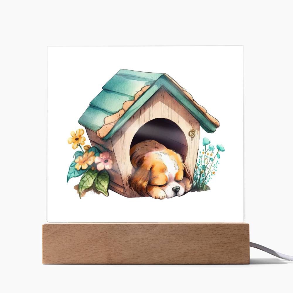 Dog Sleeping (Watercolor) 10 - Square Acrylic Plaque