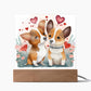 Cute Dogs In Love (Watercolor) 11 - Square Acrylic Plaque