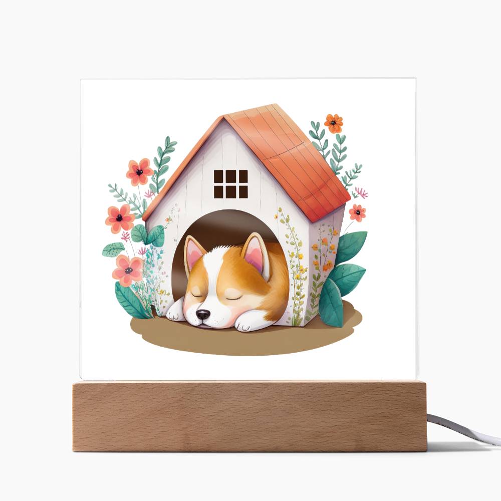 Dog Sleeping (Watercolor) 06 - Square Acrylic Plaque