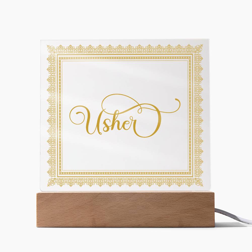 Usher (Gold) - Square Acrylic Plaque