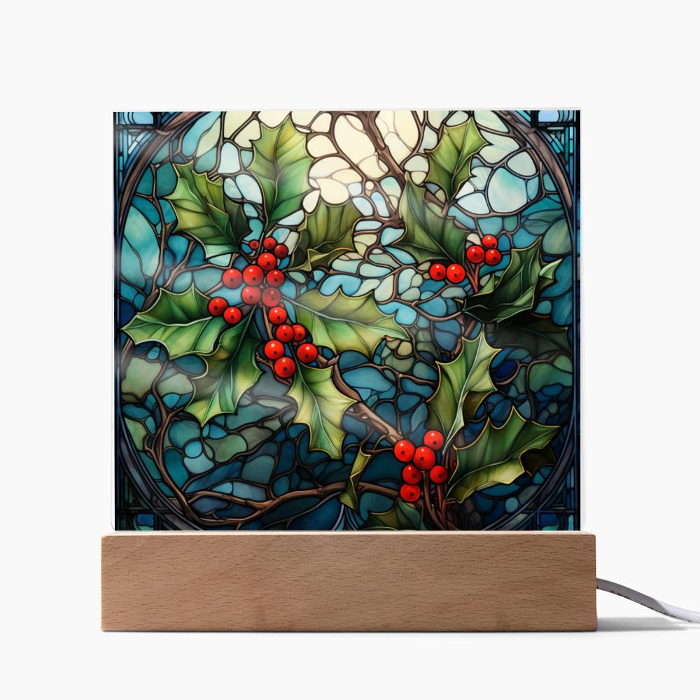 Christmas Stained Glass Design 035 - Square Acrylic Plaque