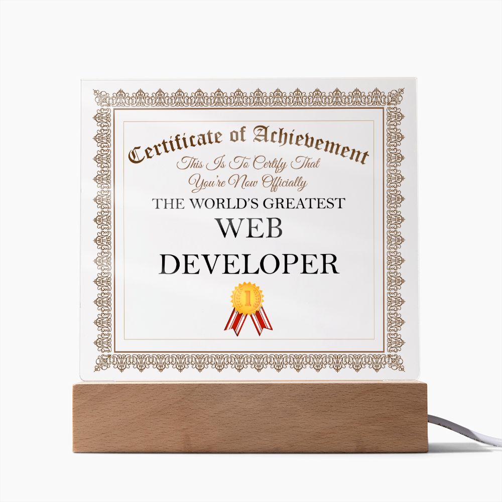 World's Greatest Web Developer - Square Acrylic Plaque
