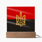 Stylized Tryzub And Red-Black Flag - Square Acrylic Plaque