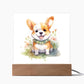 Corgi (Watercolor) 05 - Square Acrylic Plaque