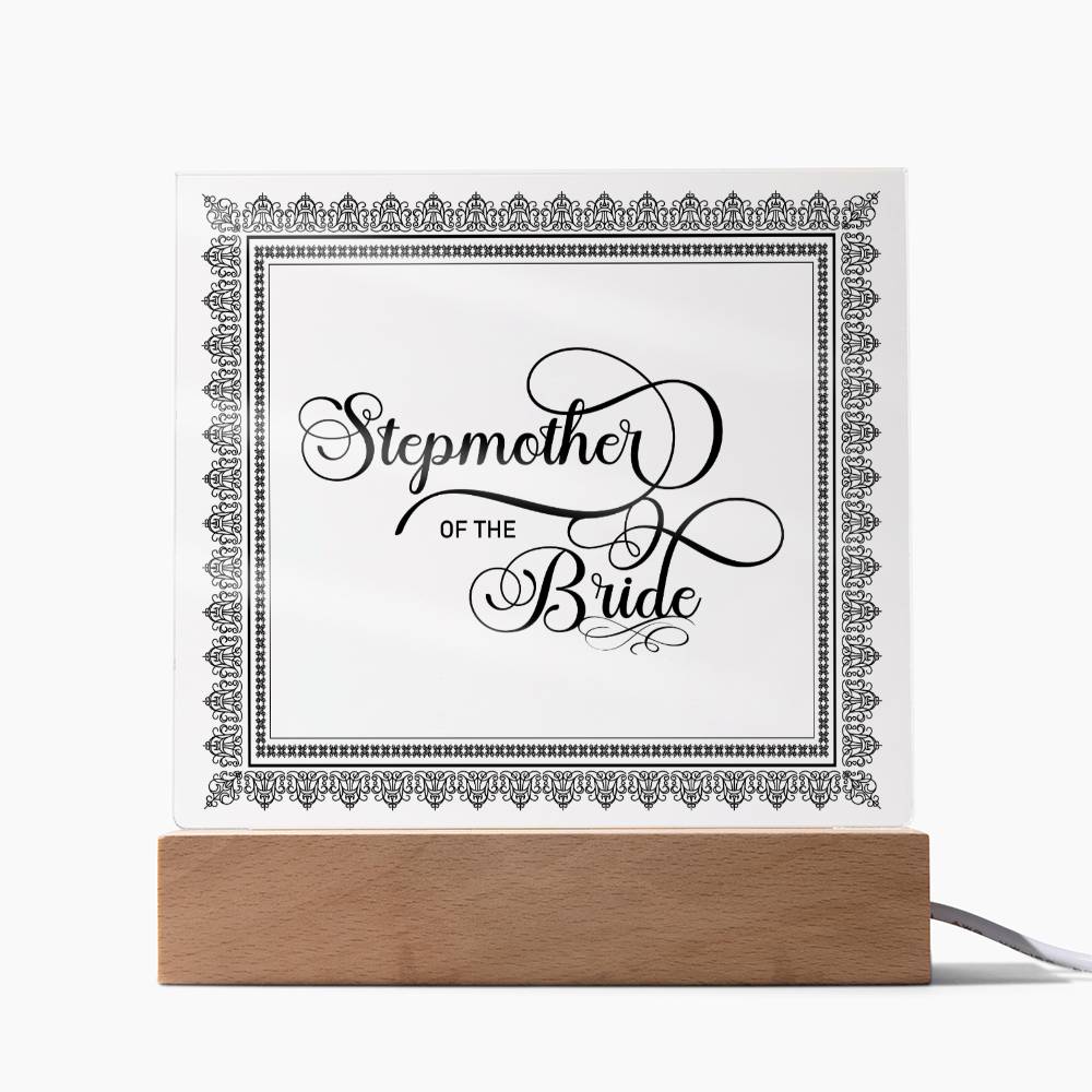Stepmother of the Bride (Black) - Square Acrylic Plaque