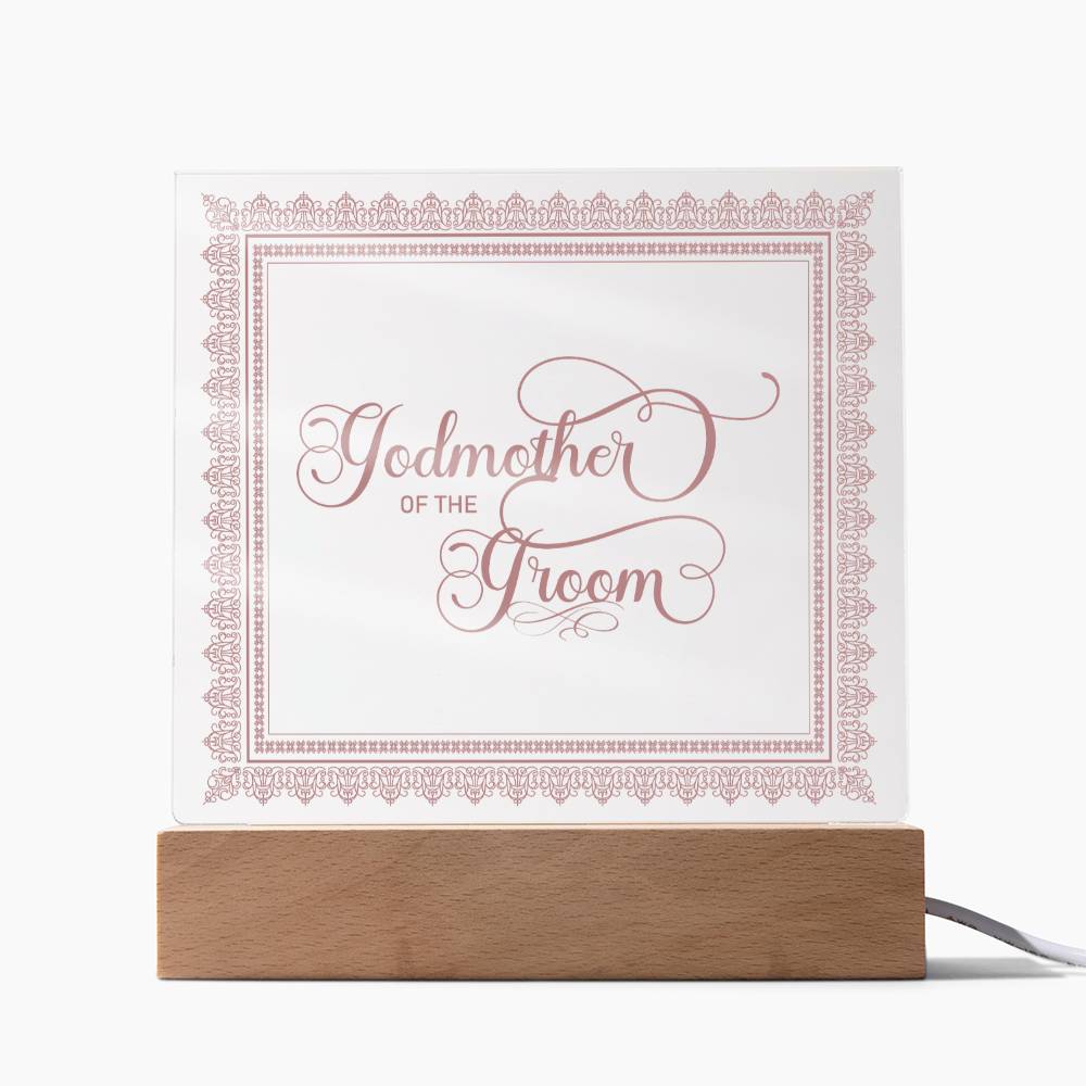 Godmother of the Groom (Rose) - Square Acrylic Plaque
