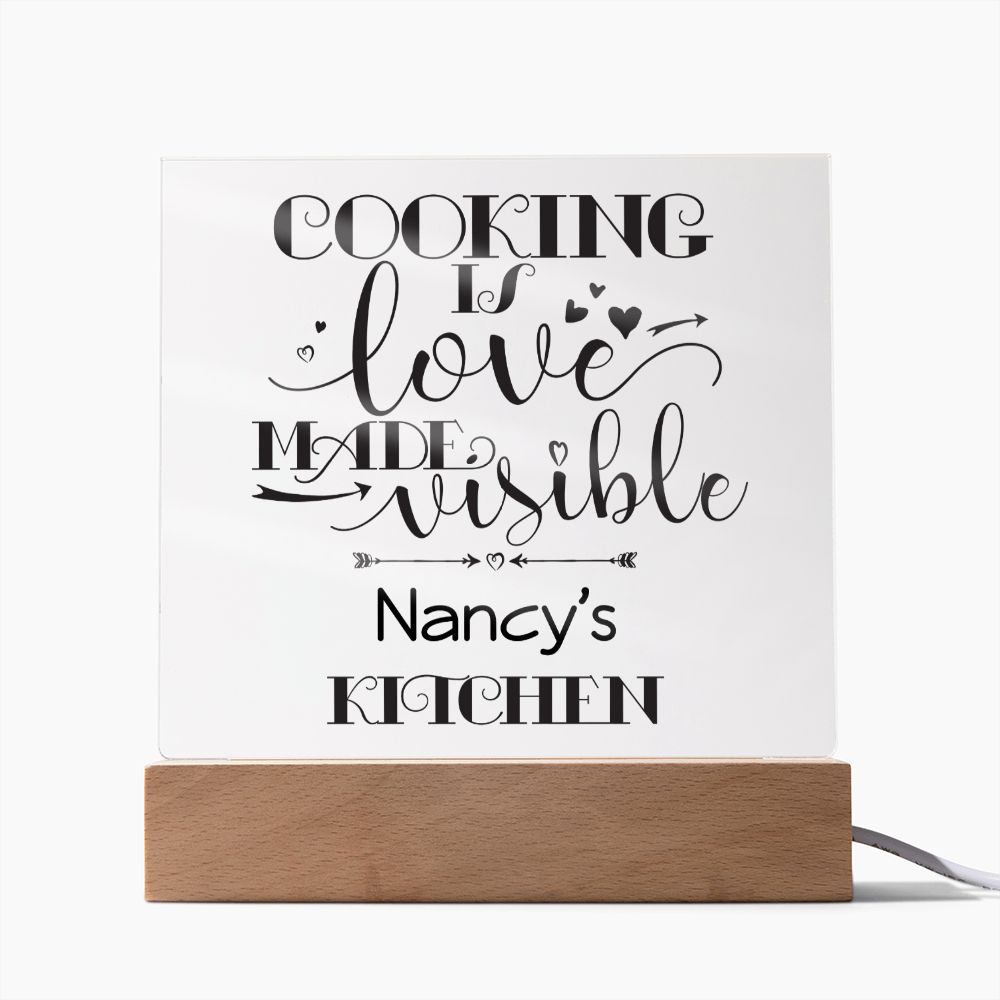 Nancy's Kitchen - Cooking Is Love - Square Acrylic Plaque