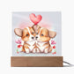Cute Dogs In Love (Watercolor) 08 - Square Acrylic Plaque