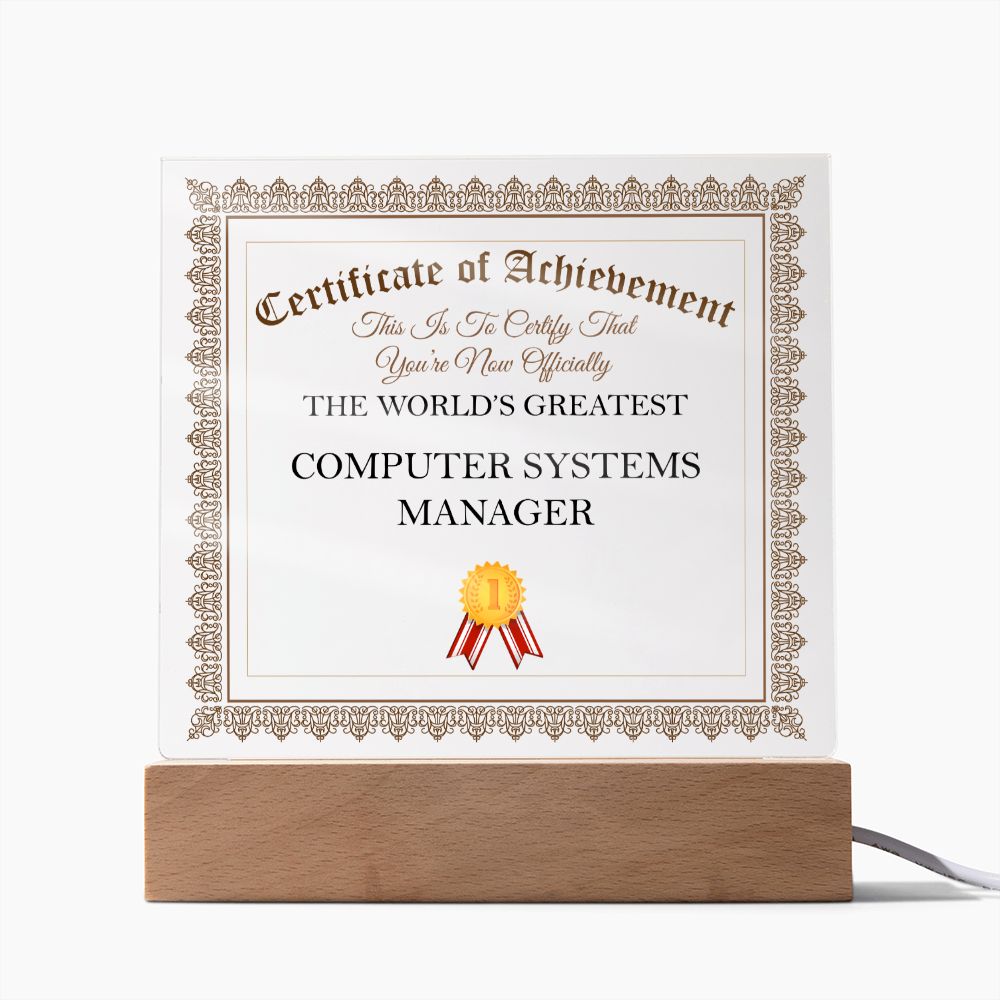 World's Greatest Computer Systems Manager - Square Acrylic Plaque