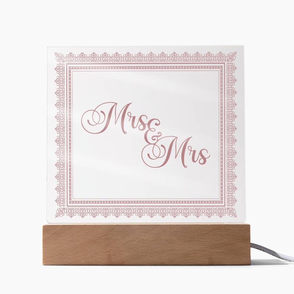 Mrs & Mrs (Rose) - Square Acrylic Plaque