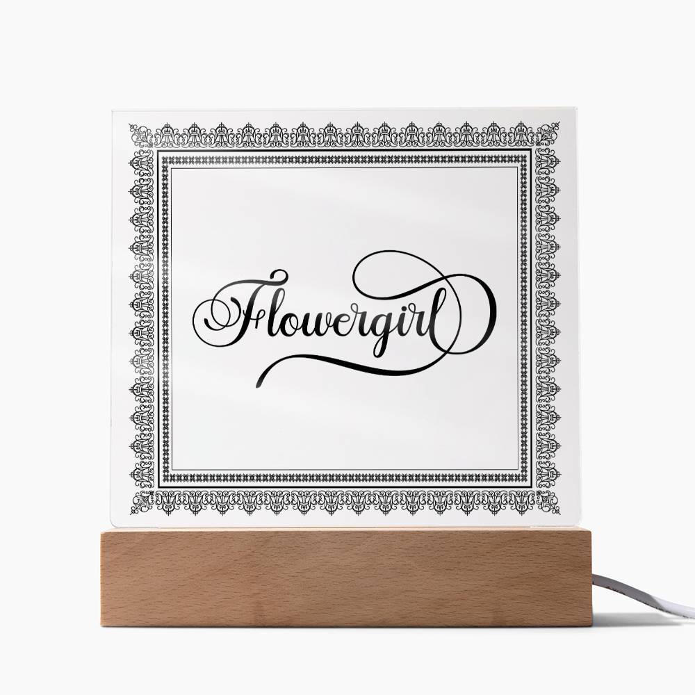 Flowergirl (Black) - Square Acrylic Plaque