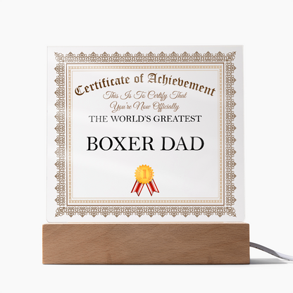 World's Greatest Boxer Dad - Square Acrylic Plaque With LED Lights