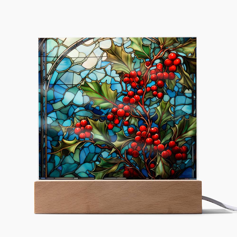 Christmas Stained Glass Design 033 - Square Acrylic Plaque