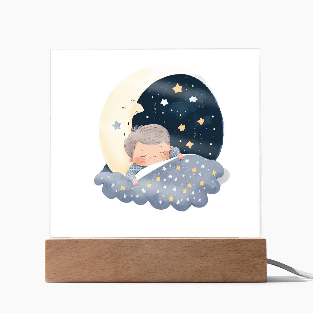 Sweet Dreams Baby Boy (Watercolor) 06 - LED Night Light Square Acrylic Plaque