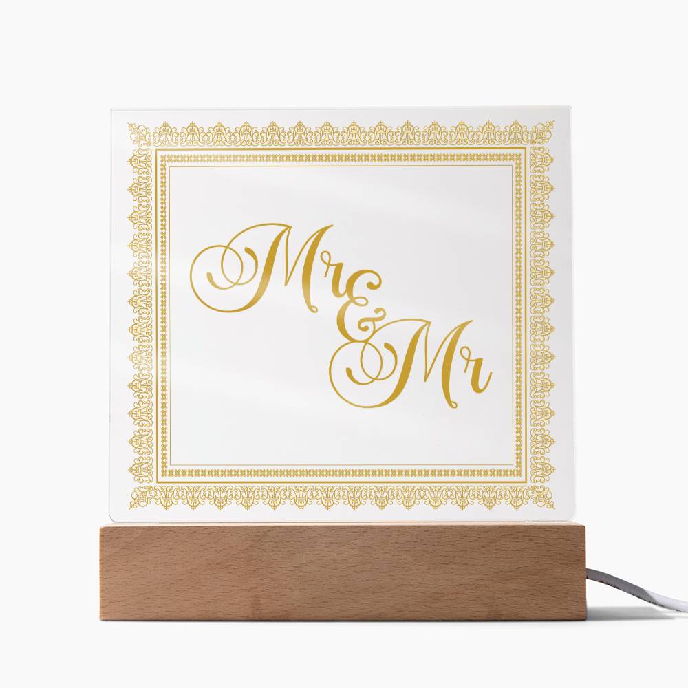 Mr & Mr (Gold) - Square Acrylic Plaque