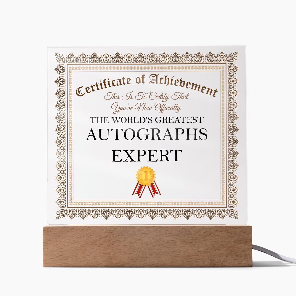 World's Greatest Autographs Expert - Square Acrylic Plaque With LED Lights