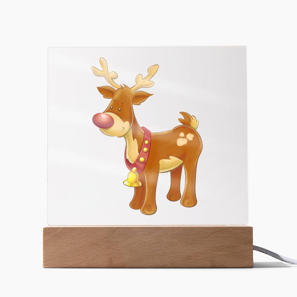 Christmas Reindeer - LED Night Light Square Acrylic Plaque