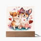Cute Dogs In Love (Watercolor) 12 - Square Acrylic Plaque