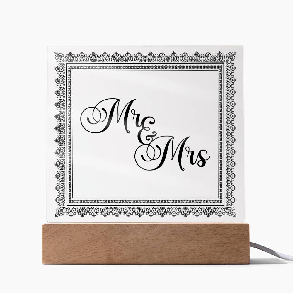 Mr & Mrs (Black) - Square Acrylic Plaque