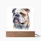 Bulldog (Watercolor) 02 - Square Acrylic Plaque
