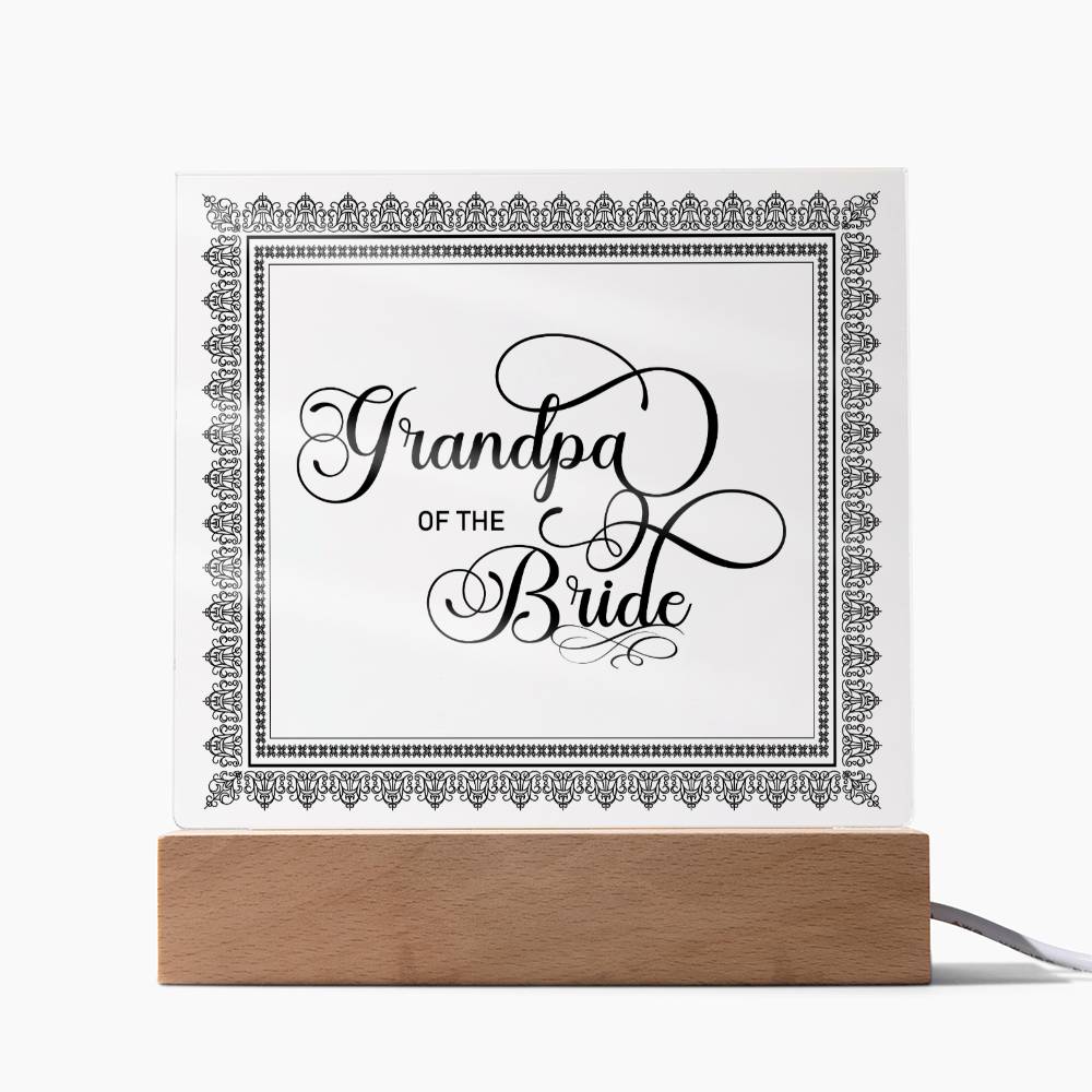 Grandpa of the Bride (Black) - Square Acrylic Plaque