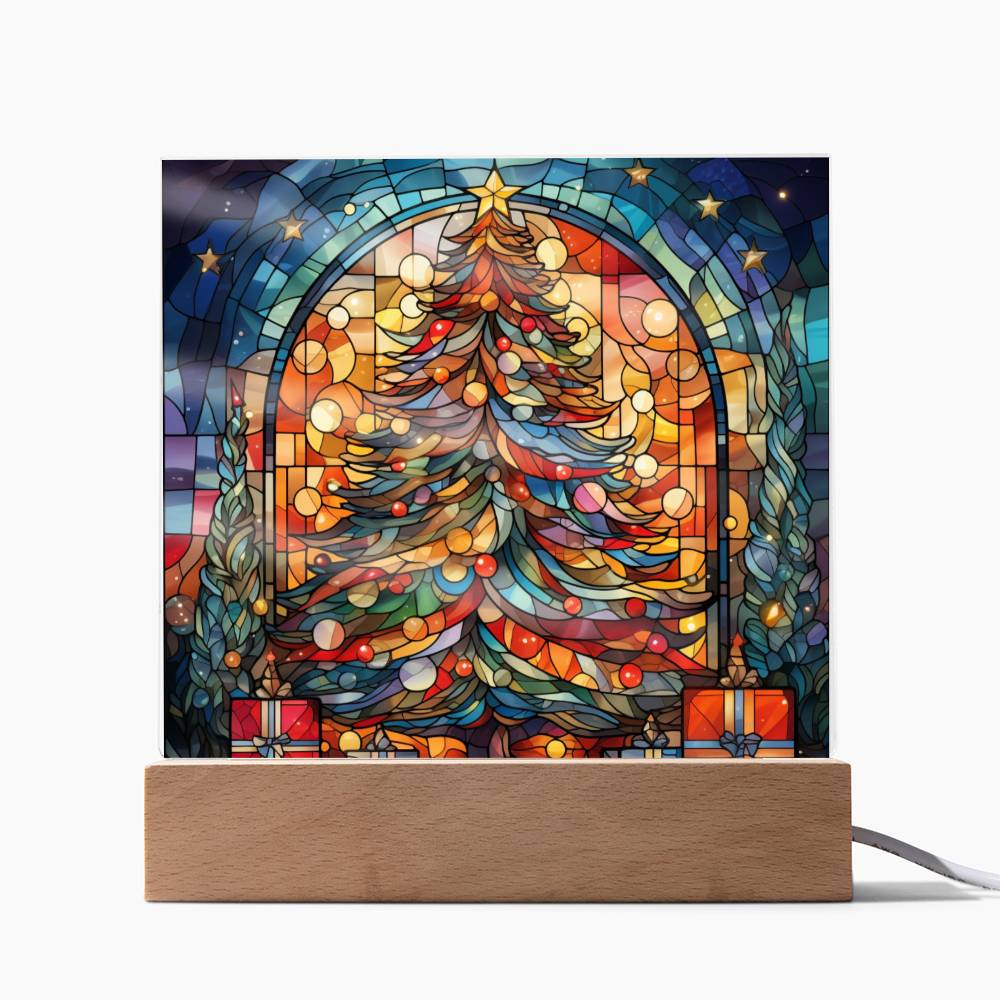 Christmas Stained Glass Design 029 - Square Acrylic Plaque