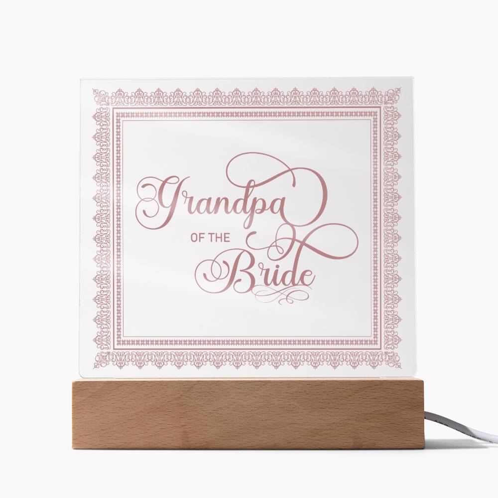 Grandpa of the Bride (Rose) - Square Acrylic Plaque