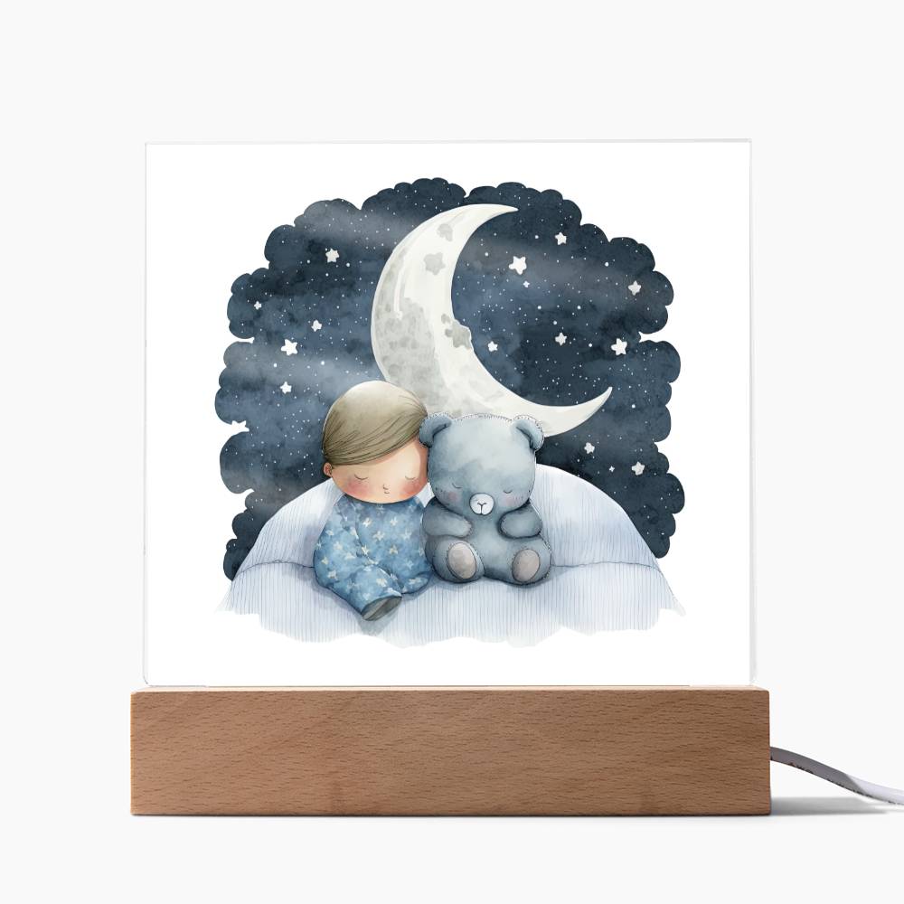 Sweet Dreams Baby Boy (Watercolor) 02 - LED Night Light Square Acrylic Plaque