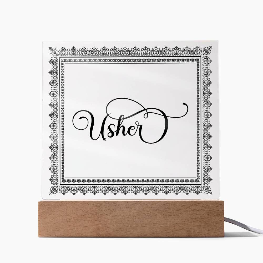 Usher (Black) - Square Acrylic Plaque