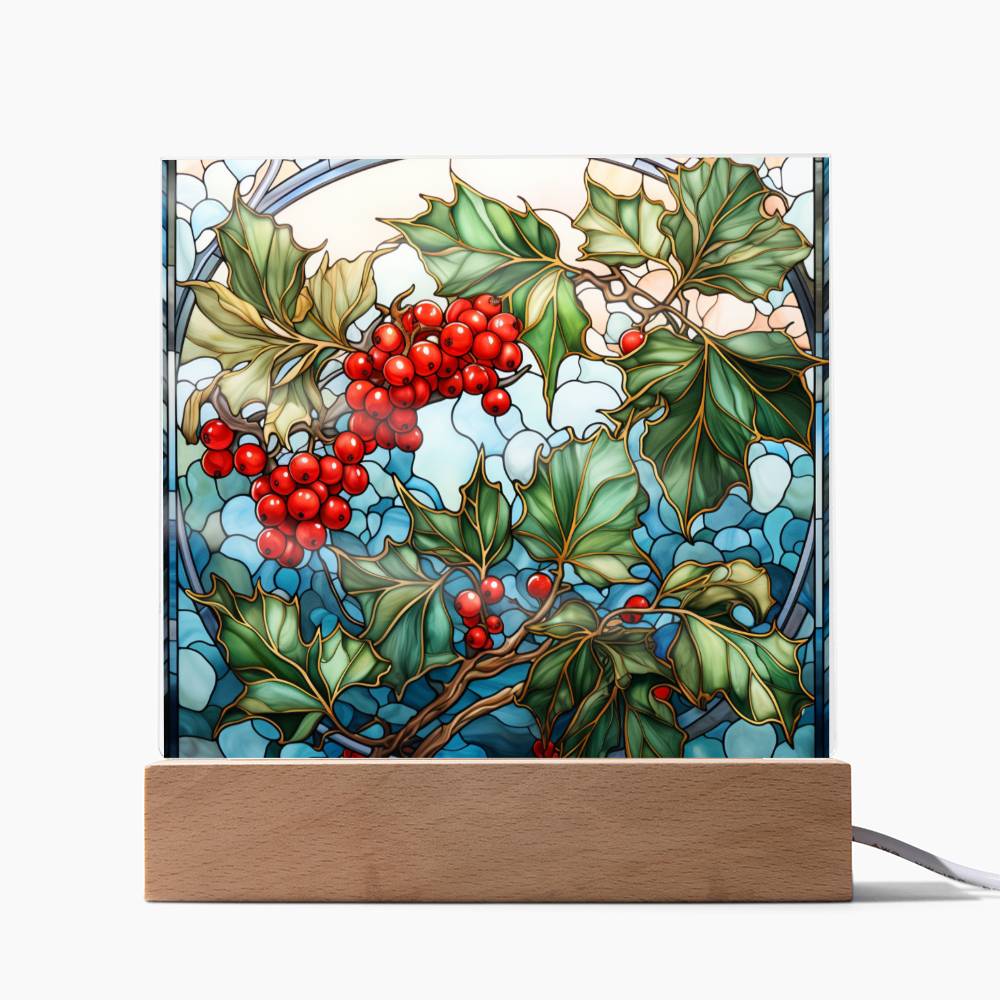 Christmas Stained Glass Design 032 - Square Acrylic Plaque