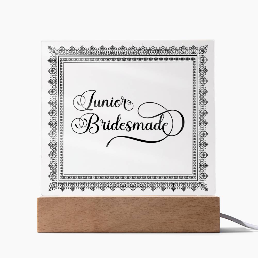 Junior Bridesmade (Black) - Square Acrylic Plaque