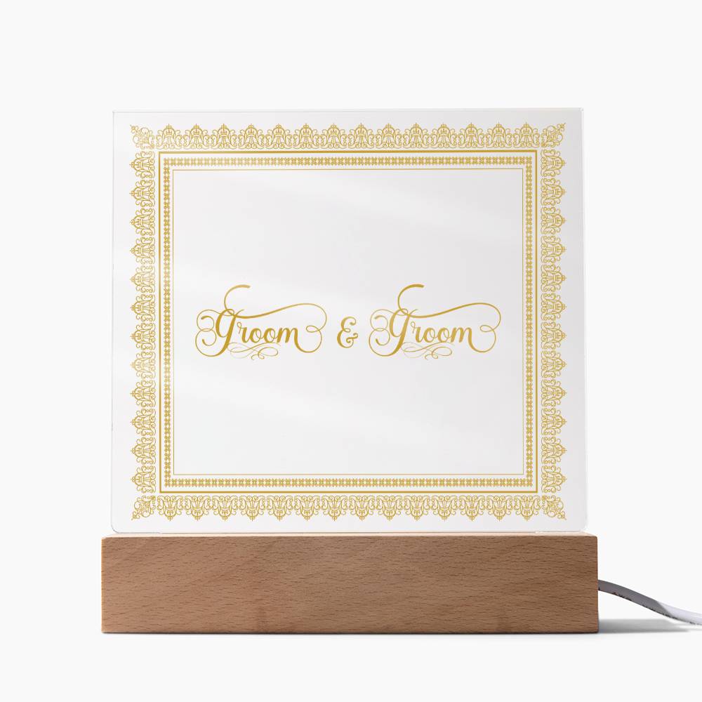 Groom & Groom (Gold) - Square Acrylic Plaque