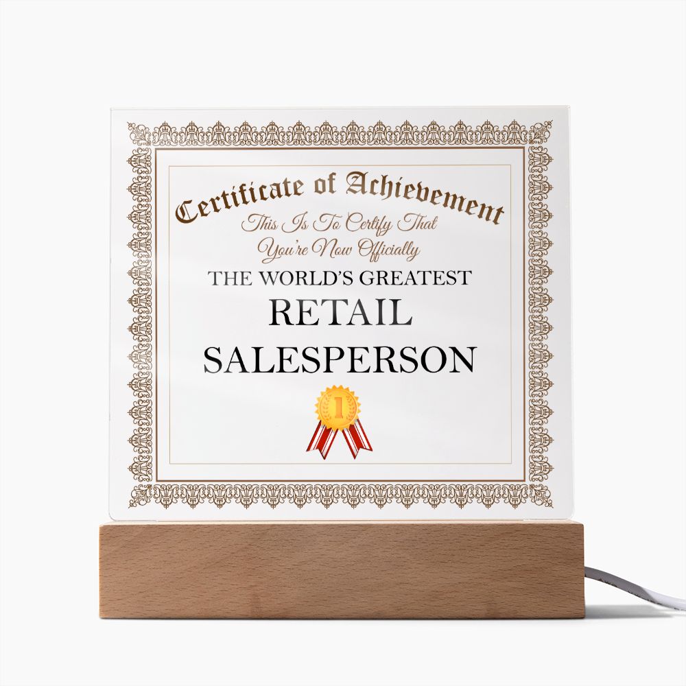 World's Greatest Retail Salesperson - Square Acrylic Plaque