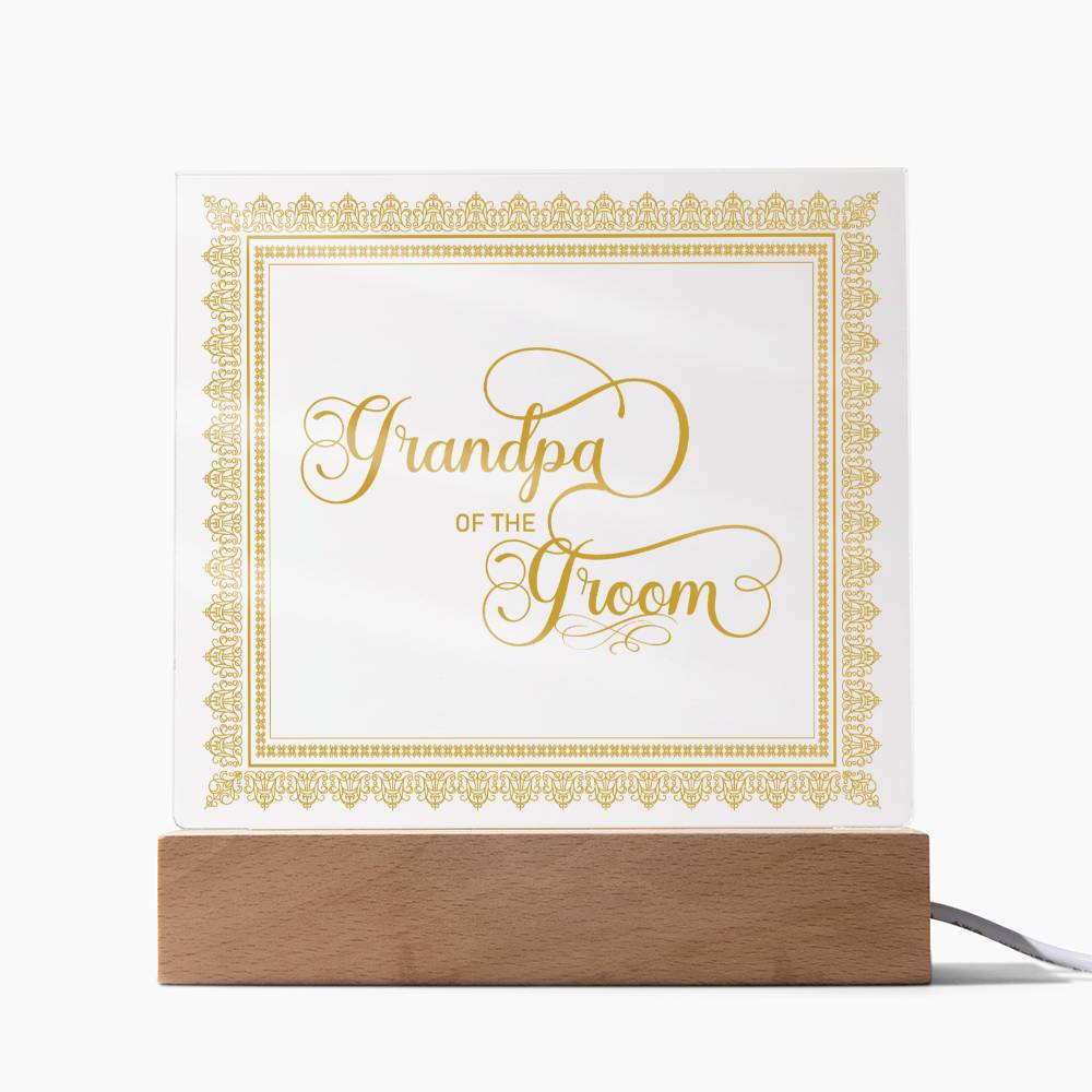 Grandpa of the Groom (Gold) - Square Acrylic Plaque