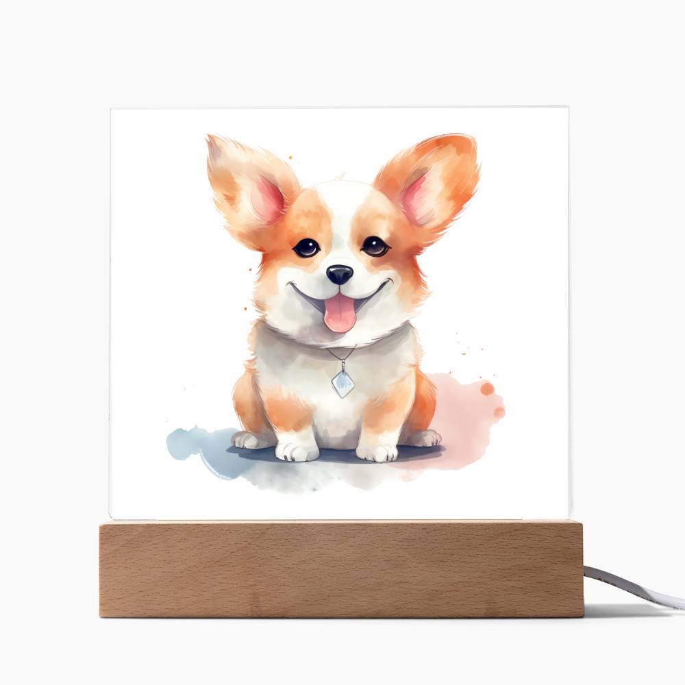 Corgi (Watercolor) 03 - Square Acrylic Plaque
