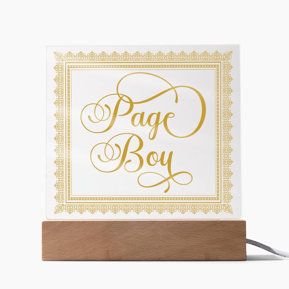 Page Boy (Gold) - Square Acrylic Plaque