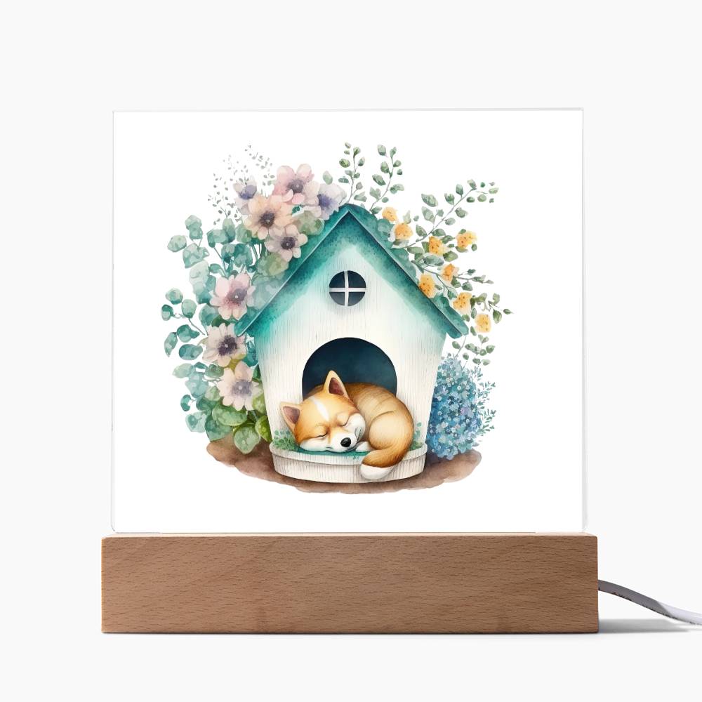Dog Sleeping (Watercolor) 03 - Square Acrylic Plaque