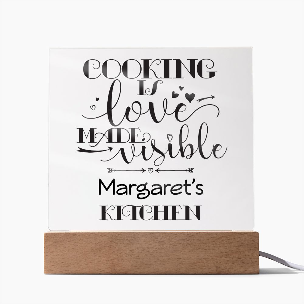 Margaret's Kitchen - Cooking Is Love - Square Acrylic Plaque