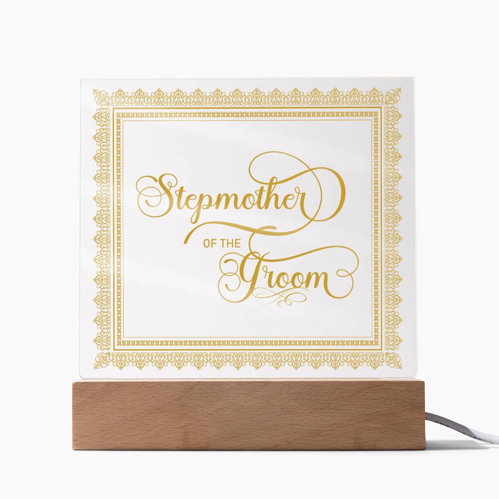 Stepmother of the Groom (Gold) - Square Acrylic Plaque
