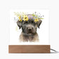 Dog And Spring Flowers (Watercolor) 08 - Square Acrylic Plaque