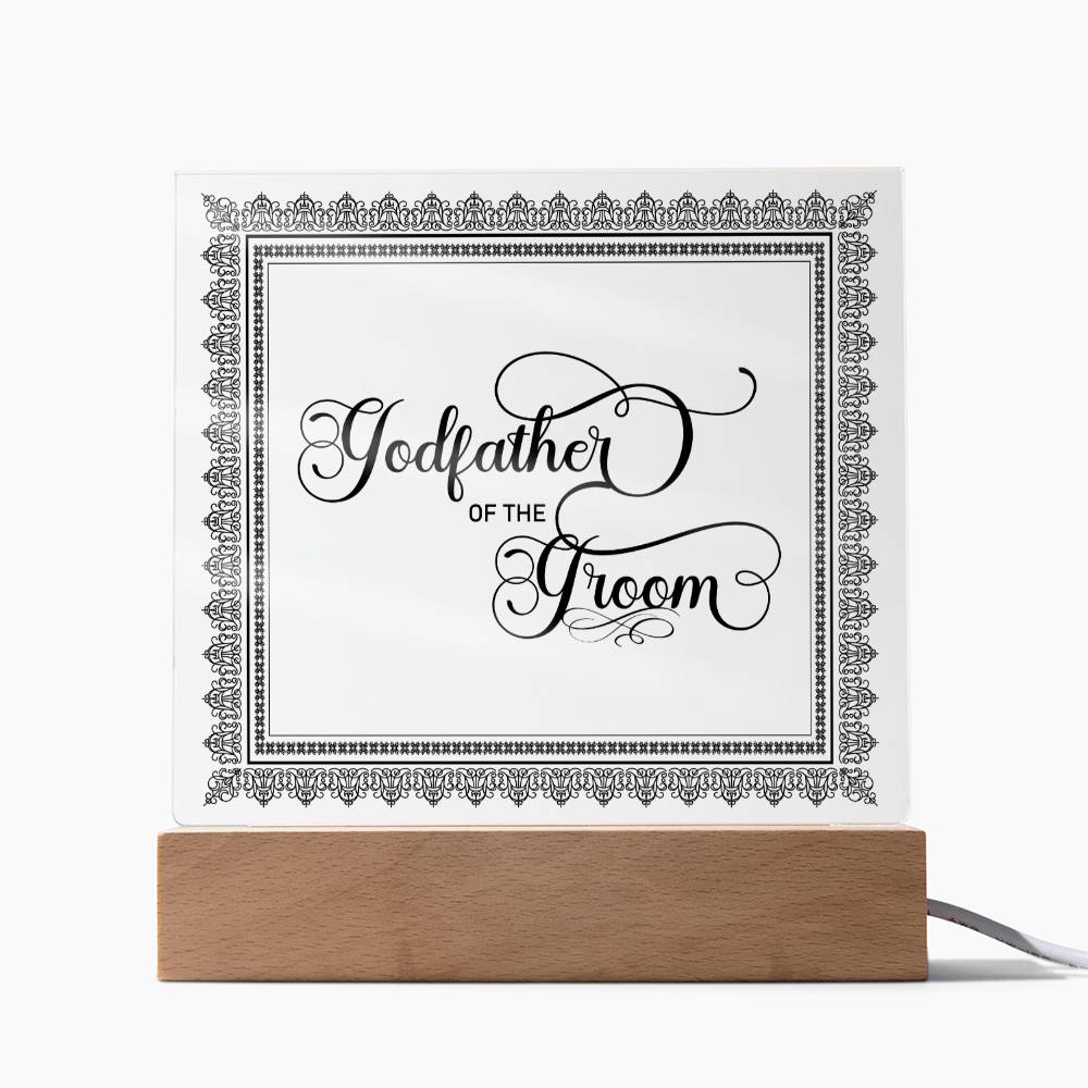 Godfather of the Groom (Black) - Square Acrylic Plaque