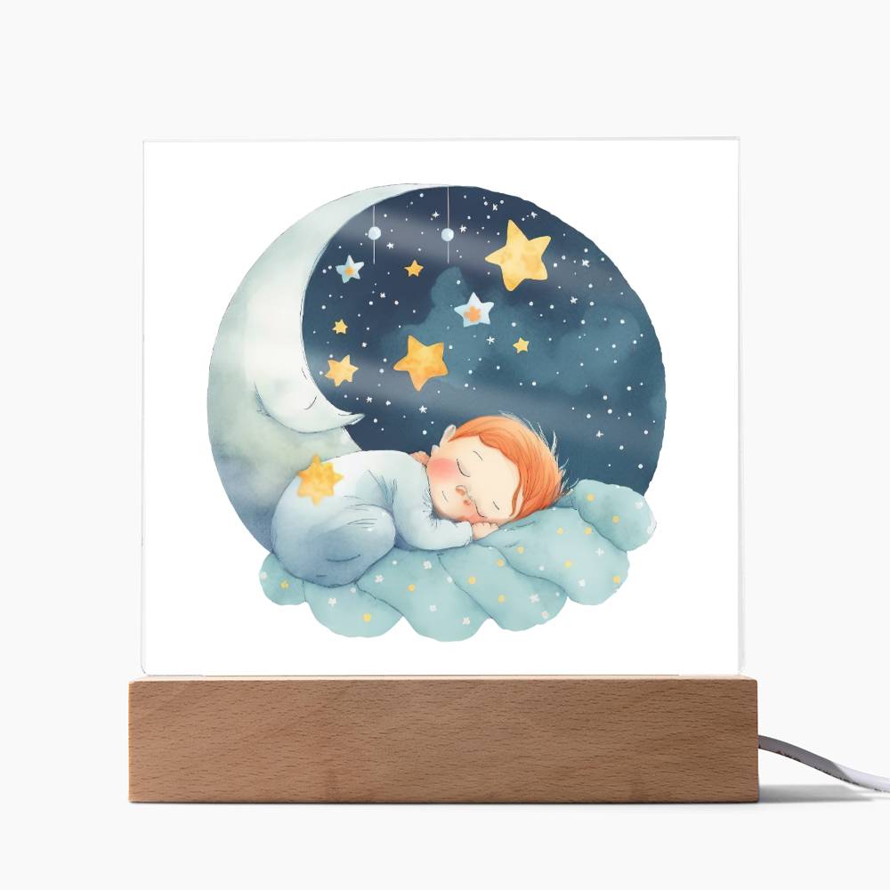 Sweet Dreams Baby Boy (Watercolor) 03 - LED Night Light Square Acrylic Plaque