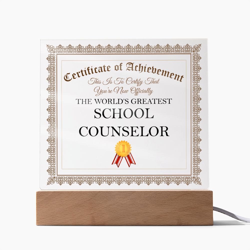 World's Greatest School Counselor - Square Acrylic Plaque