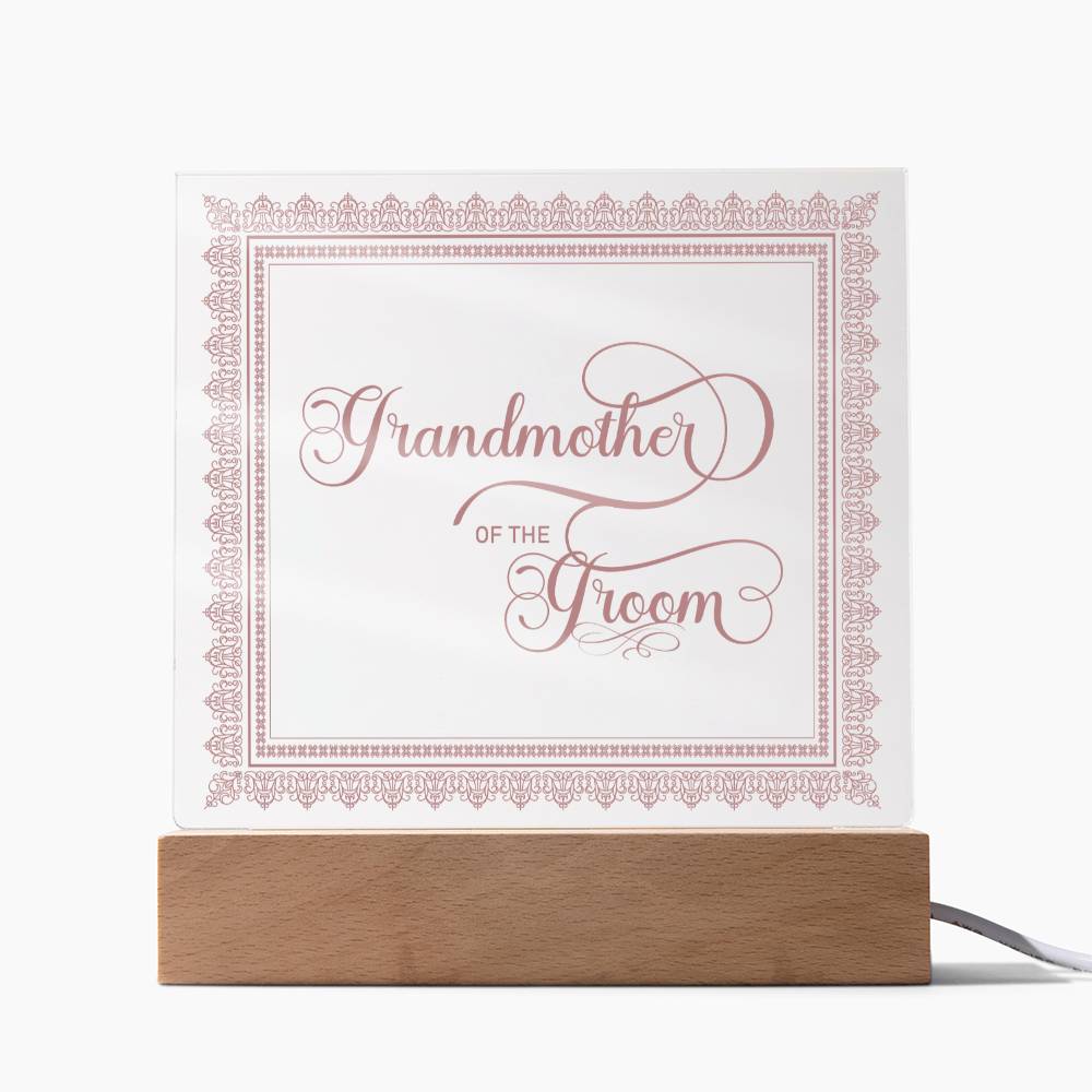 Grandmother of the Groom (Rose) - Square Acrylic Plaque