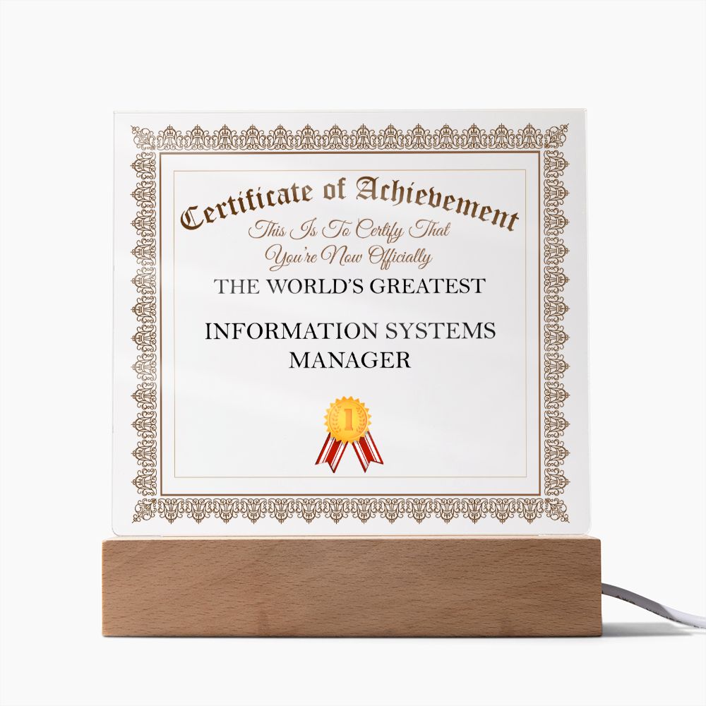 World's Greatest Information Systems Manager - Square Acrylic Plaque