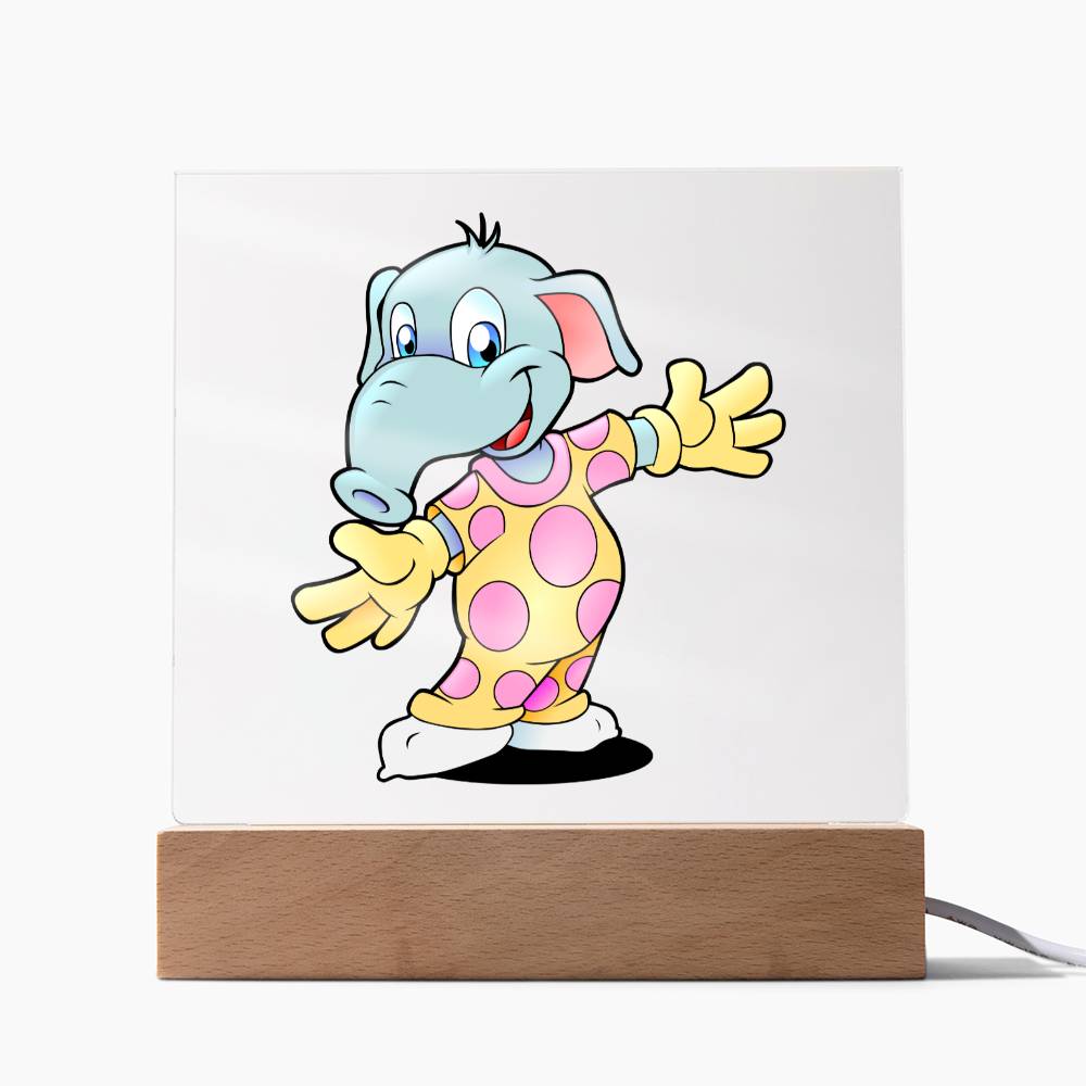 Elephant - LED Night Light Square Acrylic Plaque