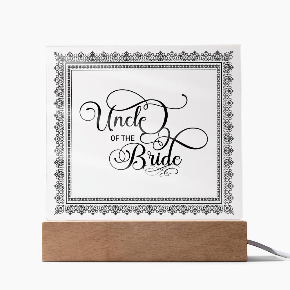 Uncle of the Bride (Black) - Square Acrylic Plaque